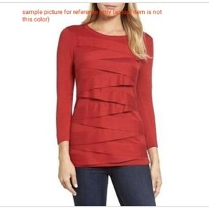 Vince Camuto 3/4 Sleeve Tiered Zigzag Sweater